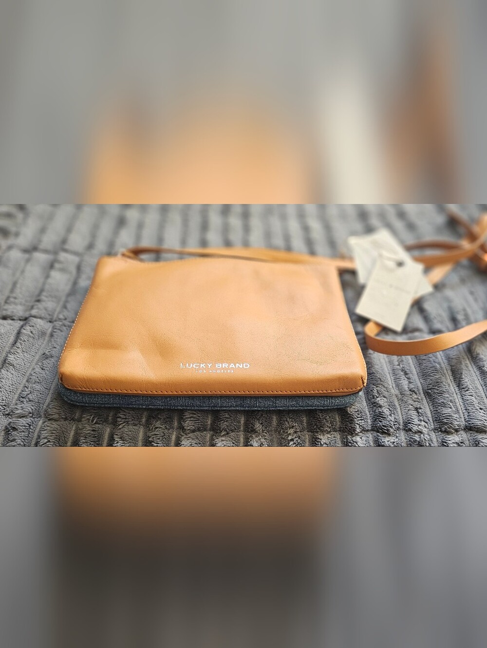 NWT Lucky Brand Tan Leather Messenger Crossbody Bag